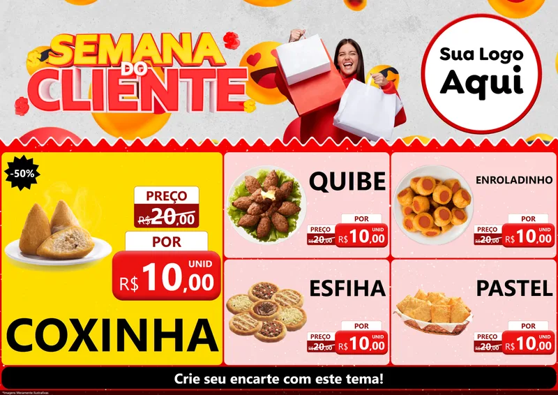 Modelo de Encarte para Encarte A4 Horizontal com o tema Semana do Cliente para Salgadaria
