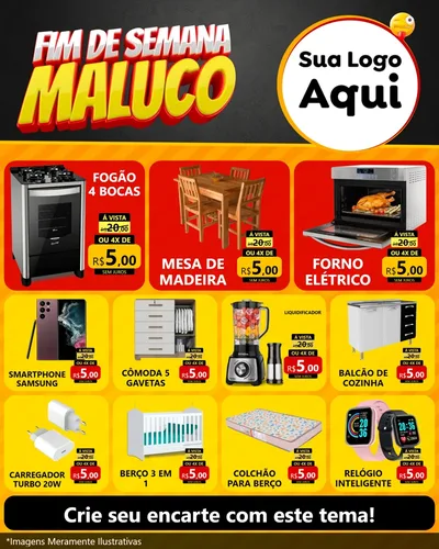 Modelo de Rede Social para Feed Instagram com o tema Final de Semana Maluco para Móveis e Eletro