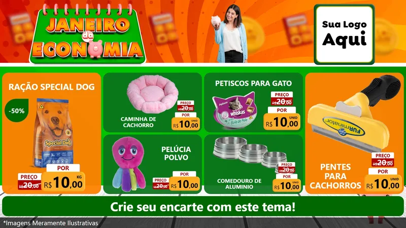 Modelo de TV para TV Horizontal com o tema Janeiro da Economia para Pet Shop
