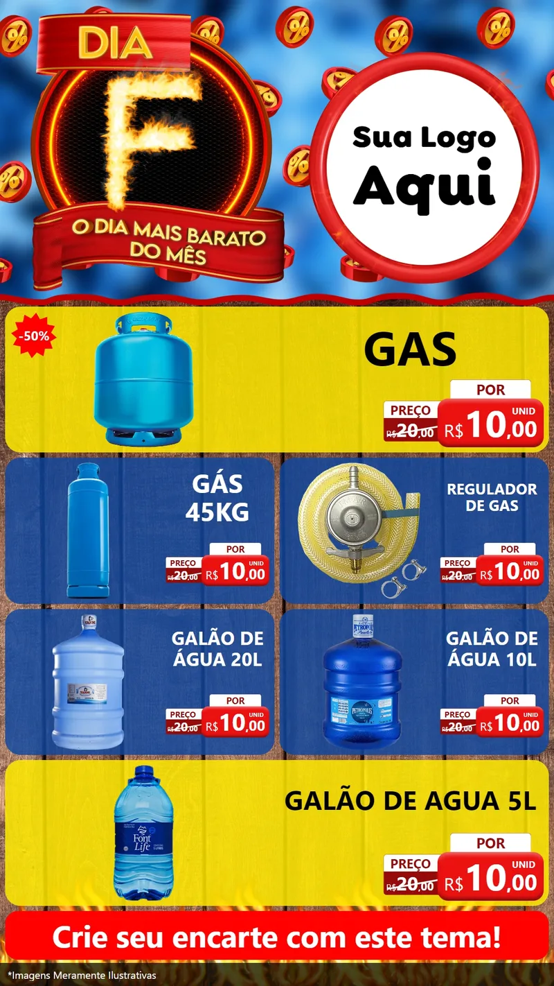 Modelo de TV para TV Vertical com o tema Dia F - O Dia Mais Barato Do Mês para Água e gás
