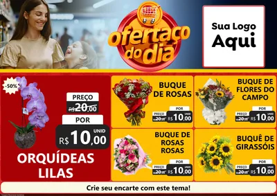 Modelo de Encarte para Encarte A4 Horizontal com o tema Ofertaço Do Dia para Floricultura e jardim