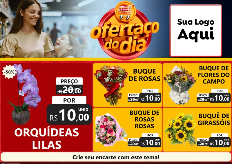 Modelo de Encarte para Encarte A4 Horizontal com o tema Ofertaço Do Dia para Floricultura e jardim