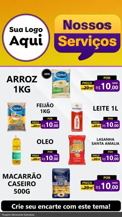 Modelo de TV para TV Vertical com o tema Nossos Serviços para Supermercado