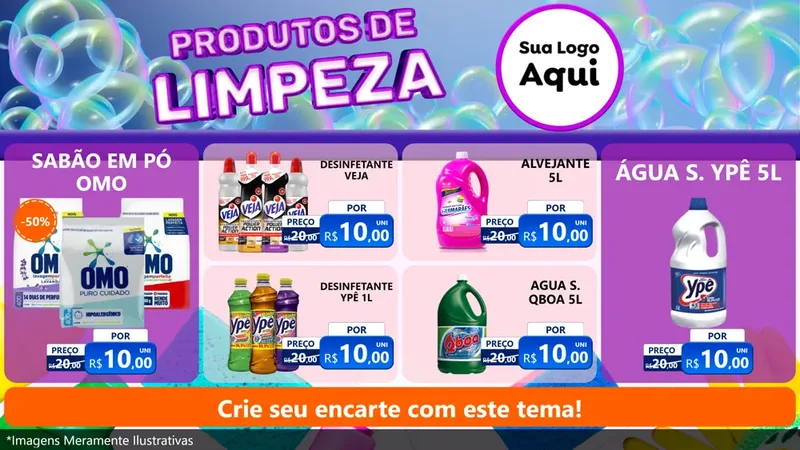 Modelo de TV para TV Horizontal com o tema Produtos de Limpeza para Produtos de Limpeza