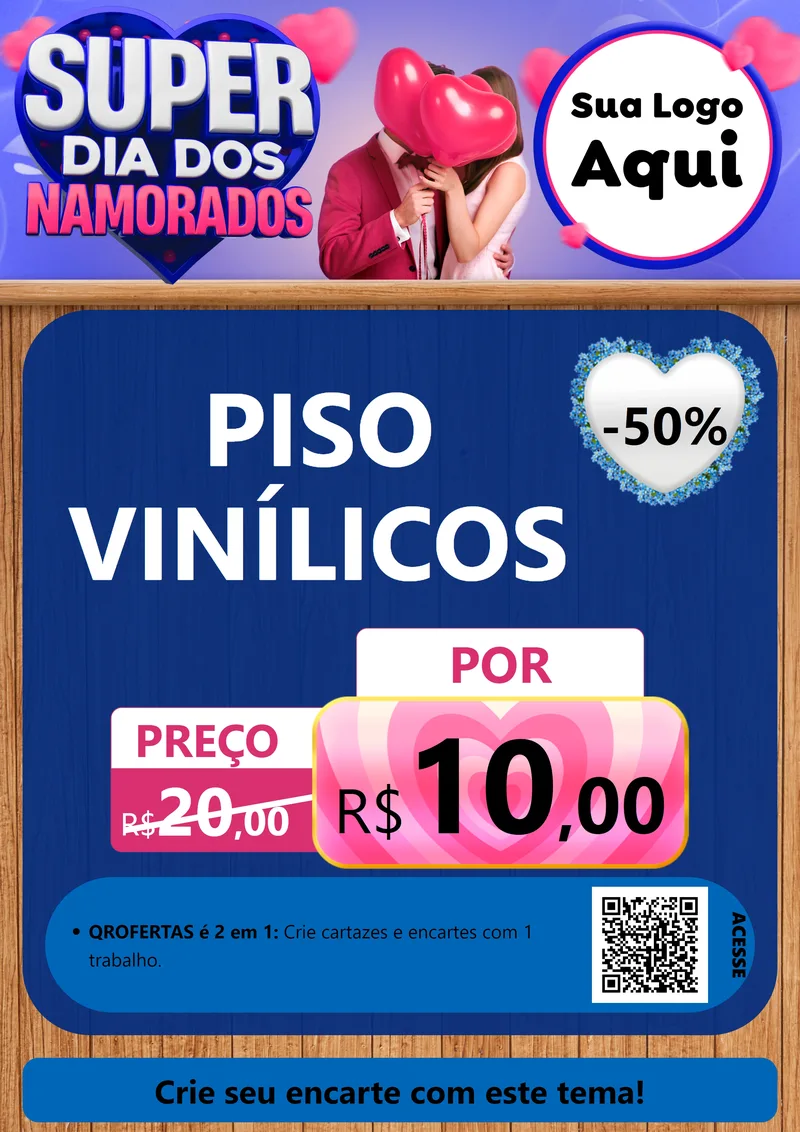 Modelo de Cartaz para Cartaz A4 Vertical com o tema Super Dia dos Namorados para Material para Construção