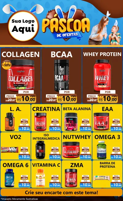 Modelo de Encarte para Encarte Grande com o tema Páscoa de Ofertas para Suplementos alimentares