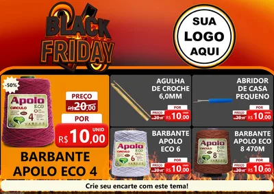 Modelo de Encarte para Encarte A4 Horizontal com o tema Black Friday para Armarinho e Aviamentos