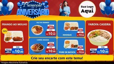 Modelo de TV para TV Horizontal com o tema Promoção de Aniversário para Restaurante