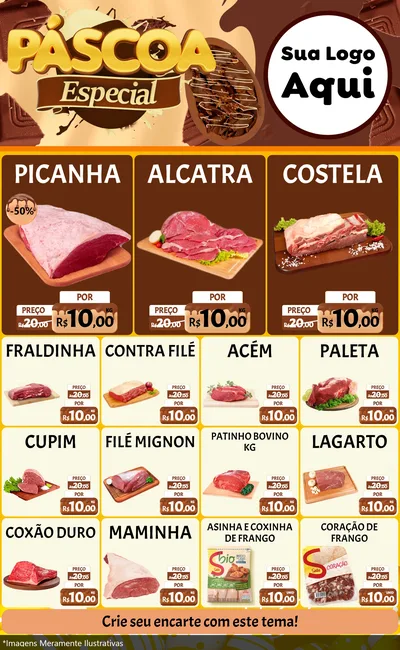 Modelo de Encarte para Encarte Grande com o tema Páscoa Especial para Açougue