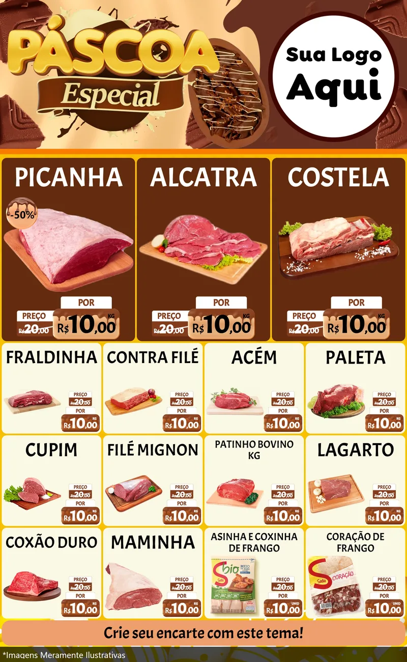 Modelo de Encarte para Encarte Grande com o tema Páscoa Especial para Açougue