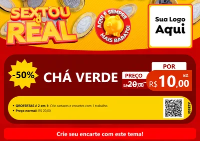 Modelo de Cartaz para Cartaz A4 Horizontal com o tema Sextou do Real para Produtos Naturais