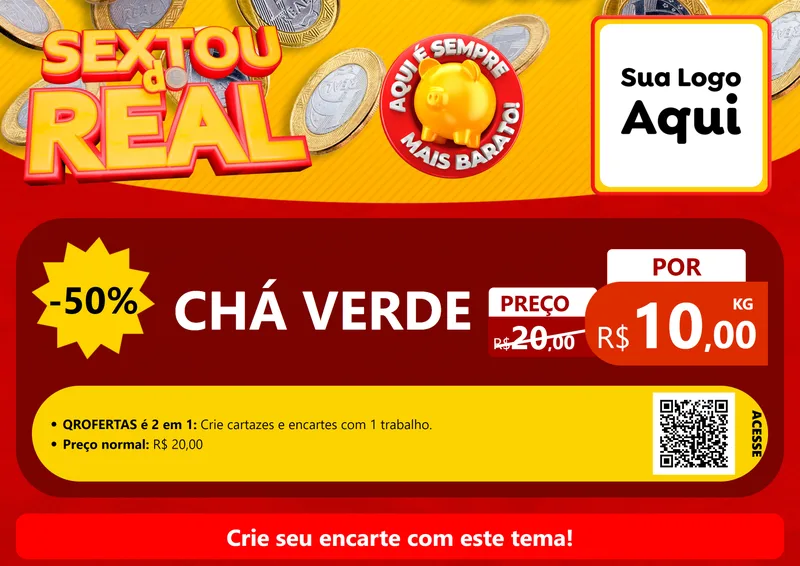 Modelo de Cartaz para Cartaz A4 Horizontal com o tema Sextou do Real para Produtos Naturais
