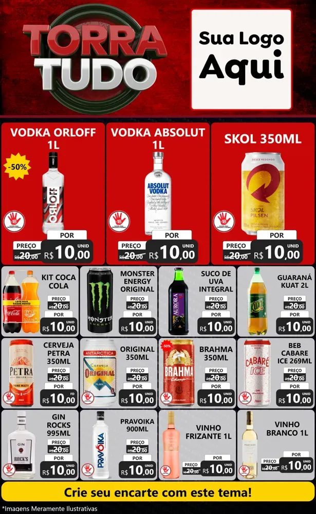 Modelo de Encarte para Encarte Grande com o tema Torra Tudo para Distribuidora de bebidas