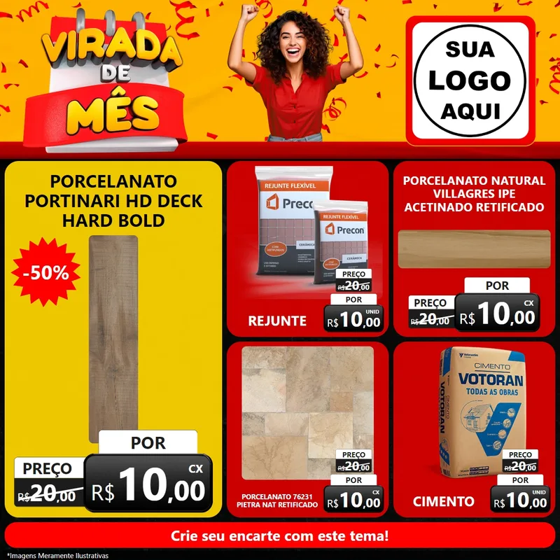 Modelo de Rede Social para Feed Facebook com o tema Virada de Mês para Pisos e revestimentos