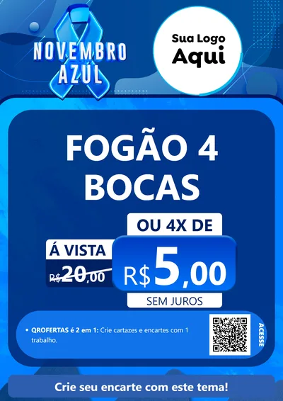 Modelo de Cartaz para Cartaz A4 Vertical com o tema Novembro Azul para Móveis e Eletro
