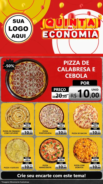 Modelo de Rede Social para Stories com o tema Quinta da Economia para Pizzaria
