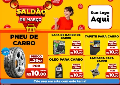 Modelo de Encarte para Encarte A4 Horizontal com o tema Saldão de Março para Auto peças