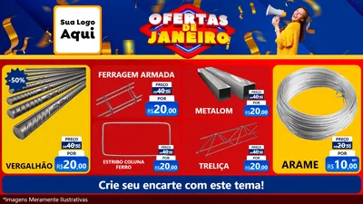 Modelo de TV para TV Horizontal com o tema Ofertas de Janeiro para Ferragens