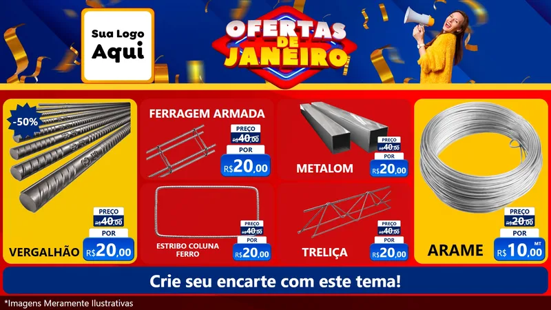 Modelo de TV para TV Horizontal com o tema Ofertas de Janeiro para Ferragens