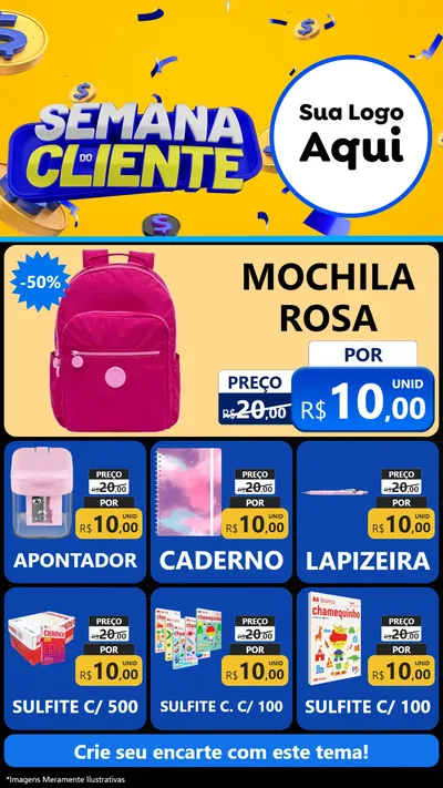 Modelo de Rede Social para Stories com o tema Semana do Cliente para Papelaria