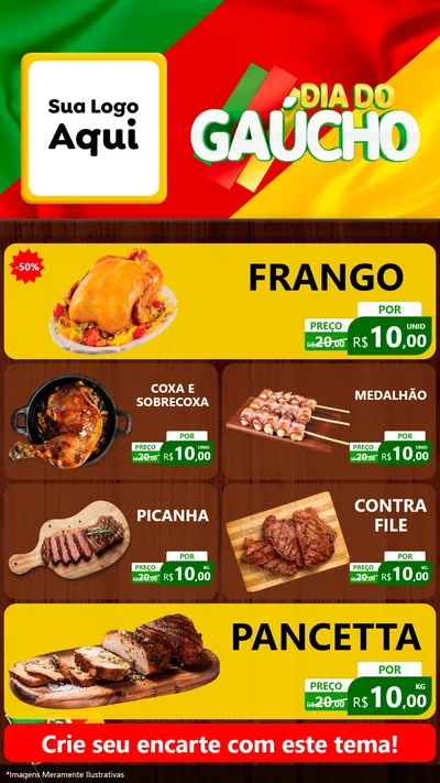 Modelo de TV para TV Vertical com o tema Dia do Gaúcho para Assados