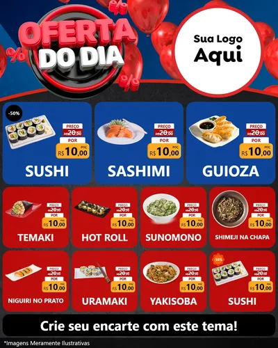 Modelo de Rede Social para Feed Instagram com o tema Oferta do Dia para Comida japonesa
