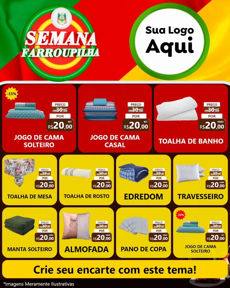 Modelo de Rede Social para Feed Instagram com o tema Semana Farroupilha para Cama, Mesa e Banho