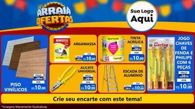 Modelo de TV para TV Horizontal com o tema Arraiá de Ofertas - Junina para Material para Construção
