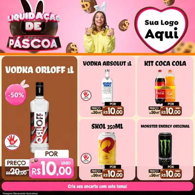 Modelo de Rede Social para Feed Facebook com o tema Liquidação de Páscoa para Distribuidora de bebidas