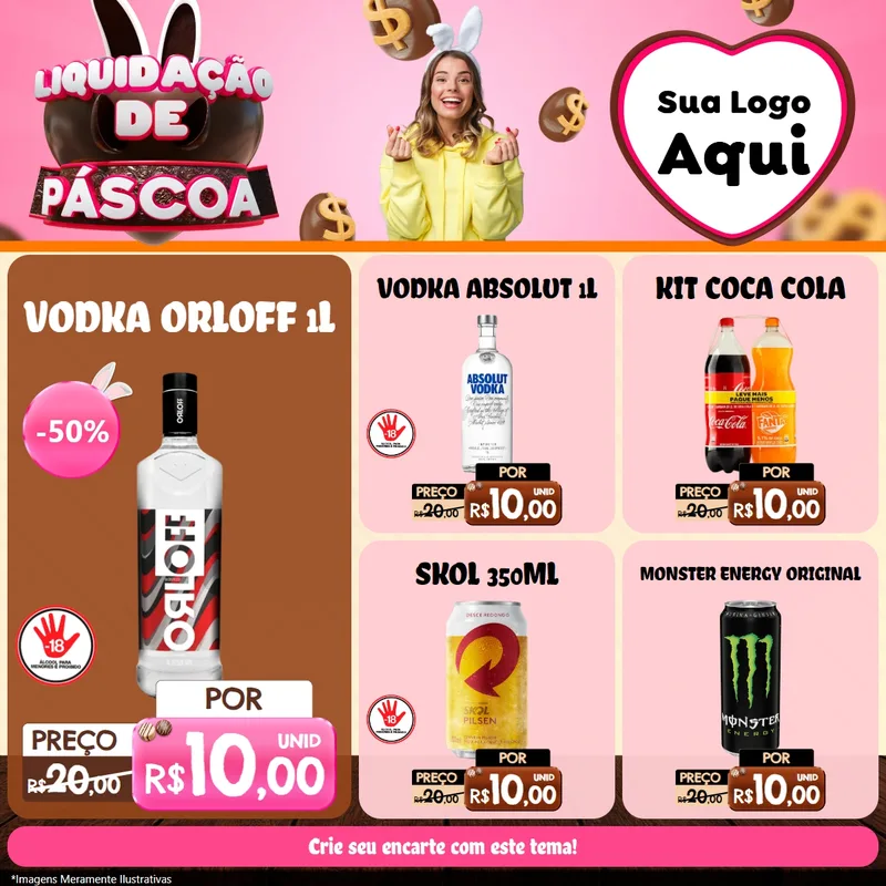 Modelo de Rede Social para Feed Facebook com o tema Liquidação de Páscoa para Distribuidora de bebidas