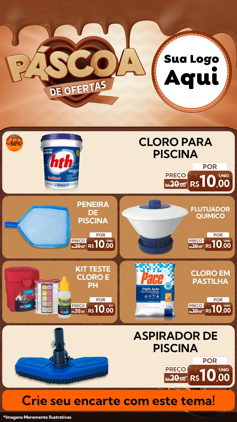 Modelo de TV para TV Vertical com o tema Páscoa de Ofertas para Produtos para Piscina