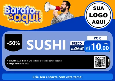 Modelo de Cartaz para Cartaz A4 Horizontal com o tema Barato é aqui para Comida japonesa