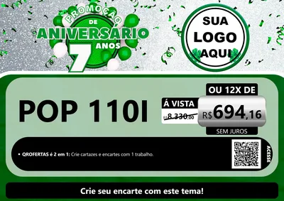 Modelo de Cartaz para Cartaz A4 Horizontal com o tema Promoção de Aniversário - 7 Anos para Concessionaria de Motos