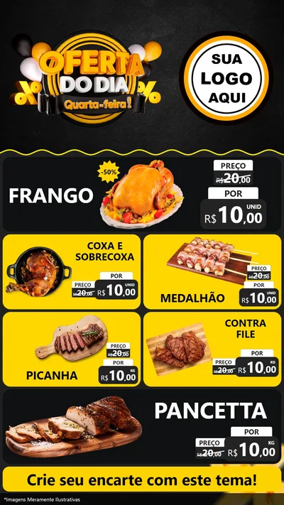 Modelo de TV para TV Vertical com o tema Oferta do Dia - Quarta Feira! para Assados