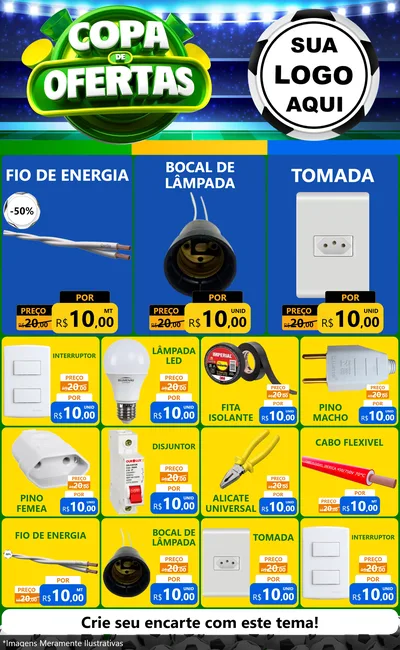 Modelo de Encarte para Encarte Grande com o tema Copa de Ofertas para Materiais Elétricos