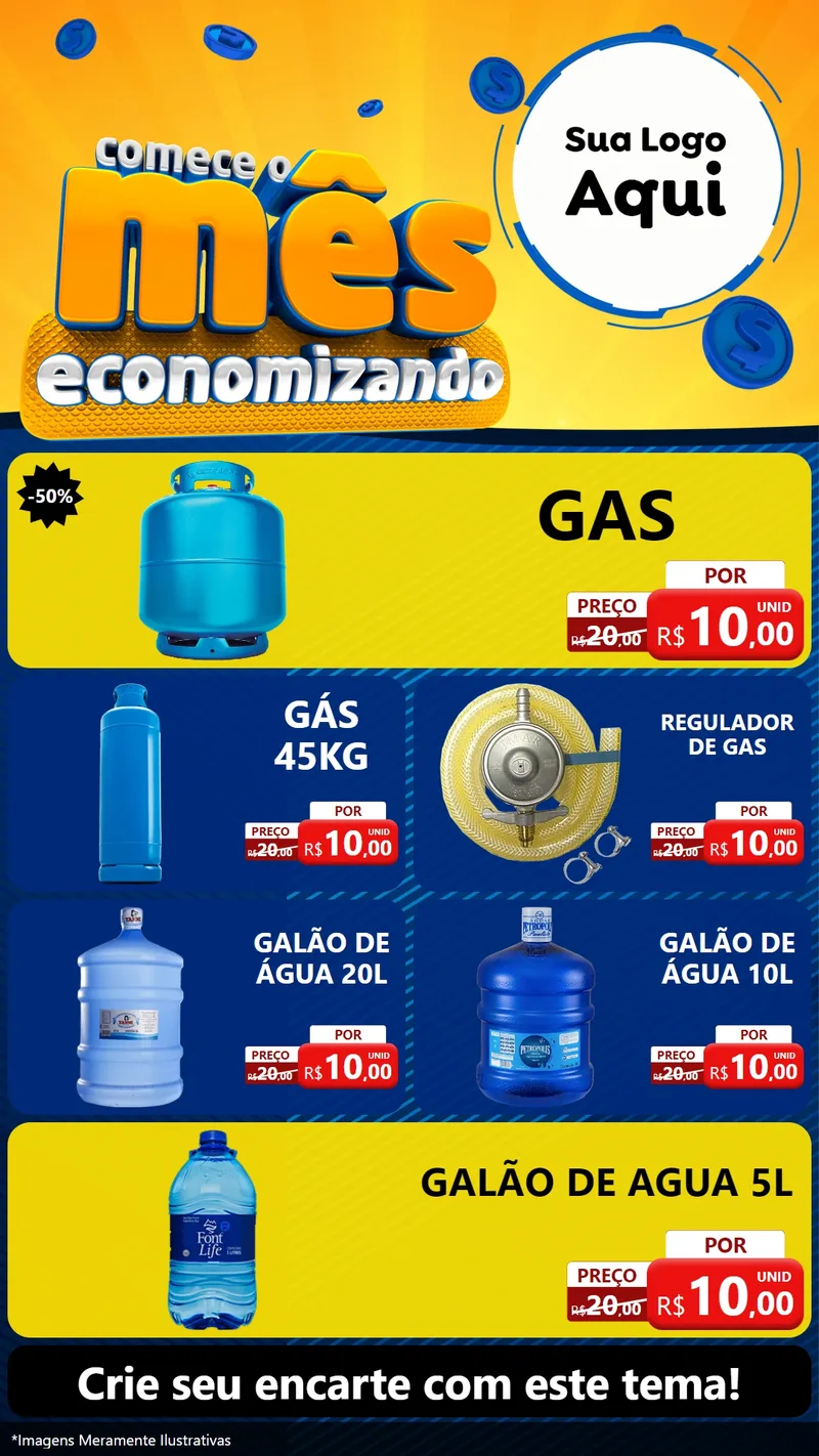 Modelo de TV para TV Vertical com o tema Comece O Mês Economizando para Água e gás