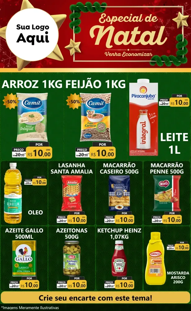Modelo de Encarte para Encarte Grande com o tema Especial de Natal para Supermercado