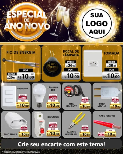 Modelo de Rede Social para Feed Instagram com o tema Especial de Ano Novo para Materiais Elétricos