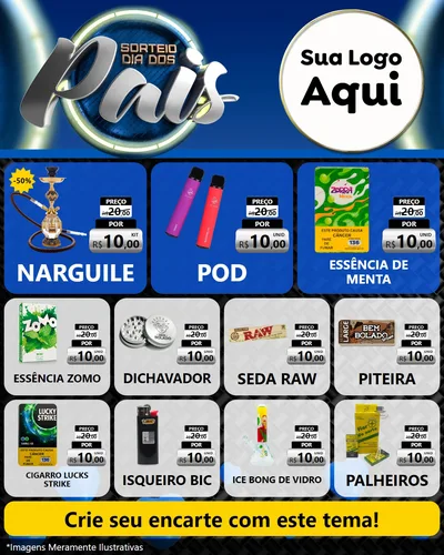 Modelo de Rede Social para Feed Instagram com o tema Sorteio Dia Dos Pais para Tabacaria