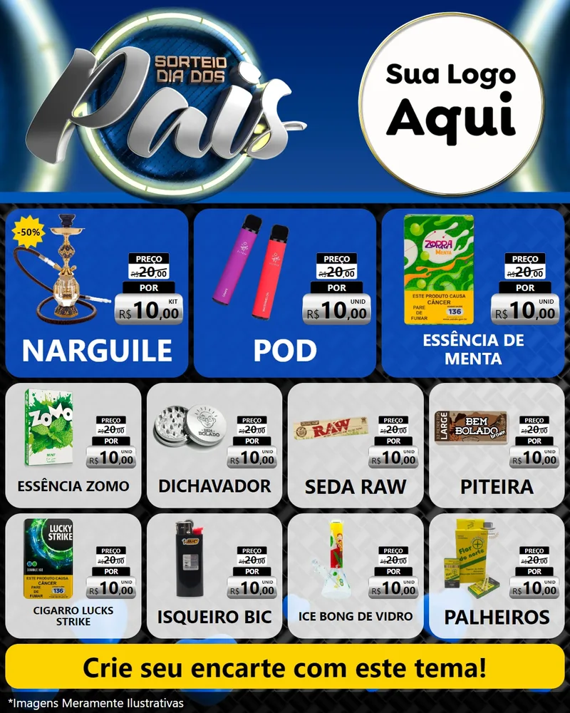 Modelo de Rede Social para Feed Instagram com o tema Sorteio Dia Dos Pais para Tabacaria