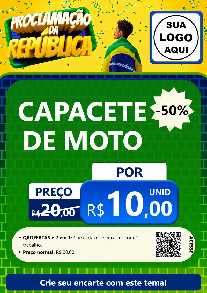 Modelo de Cartaz para Cartaz A4 Vertical com o tema Proclamação da República para Moto peças