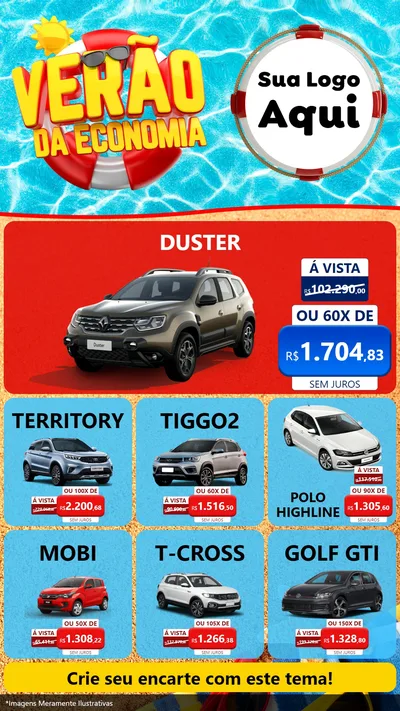 Modelo de Rede Social para Stories com o tema Verão da Economia para Concessionaria de Carros