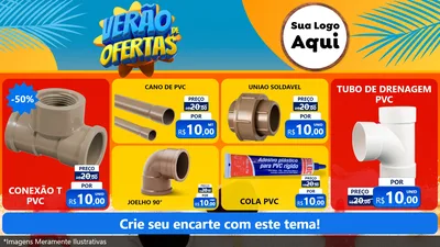 Modelo de TV para TV Horizontal com o tema Verão de Ofertas para Tubos e conexões