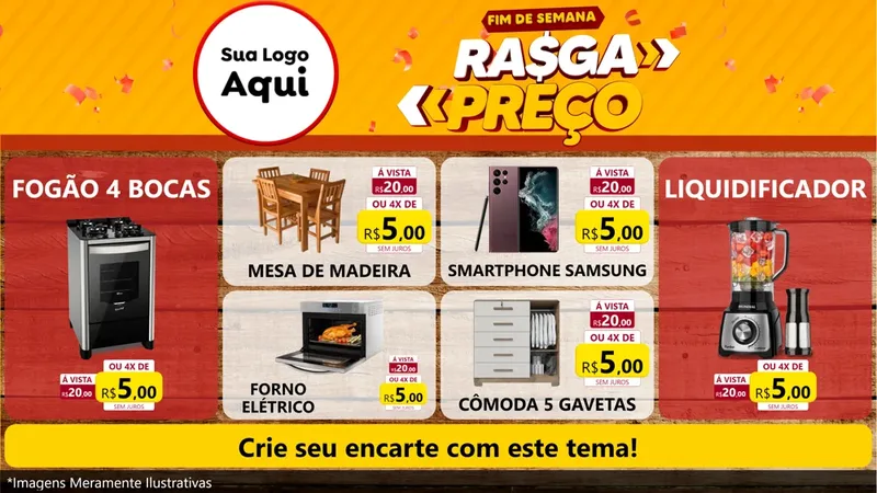 Modelo de TV para TV Horizontal com o tema Fim de Semana Rasga Preços para Móveis e Eletro