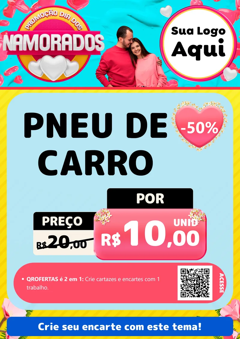 Modelo de Cartaz para Cartaz A4 Vertical com o tema Promoção Dia dos Namorados para Auto peças