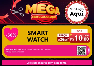 Modelo de Cartaz para Cartaz A4 Horizontal com o tema Mega Reinauguração para Informática