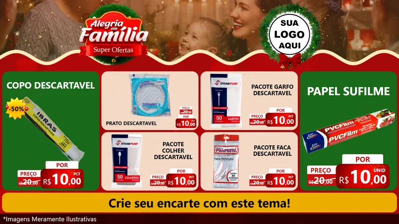 Modelo de TV para TV Horizontal com o tema Alegria Em Família - Super Ofertas para Embalagens