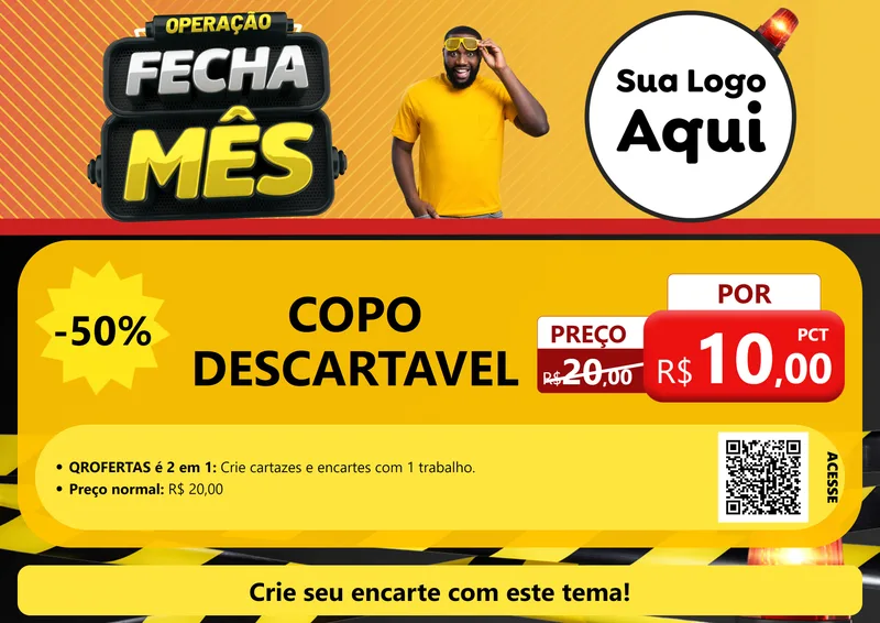 Modelo de Cartaz para Cartaz A4 Horizontal com o tema Operação Fecha Mês para Embalagens