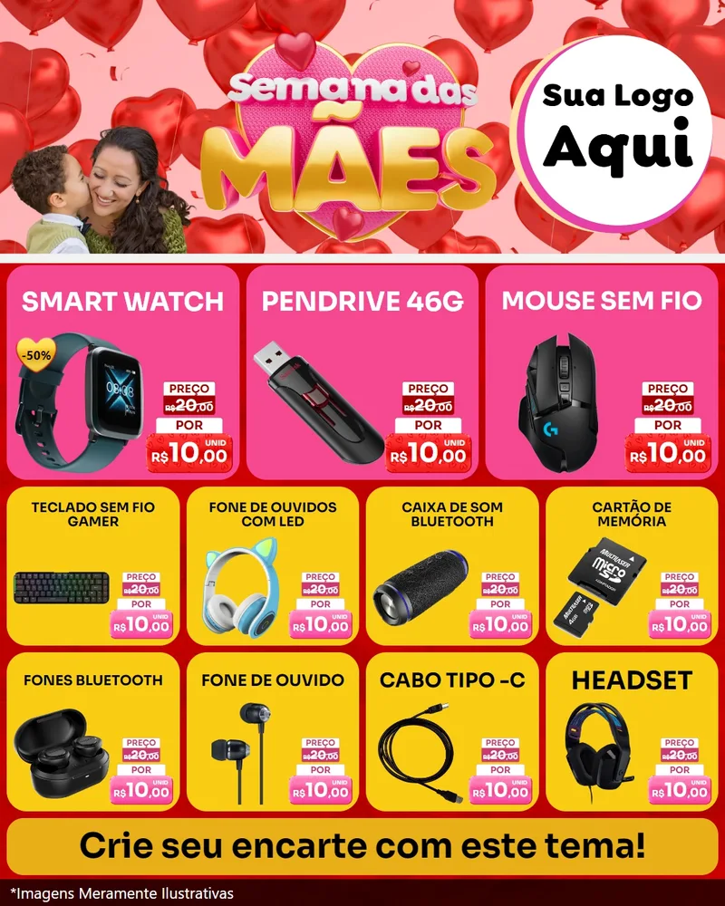 Modelo de Rede Social para Feed Instagram com o tema Semana Das Mães para Informática