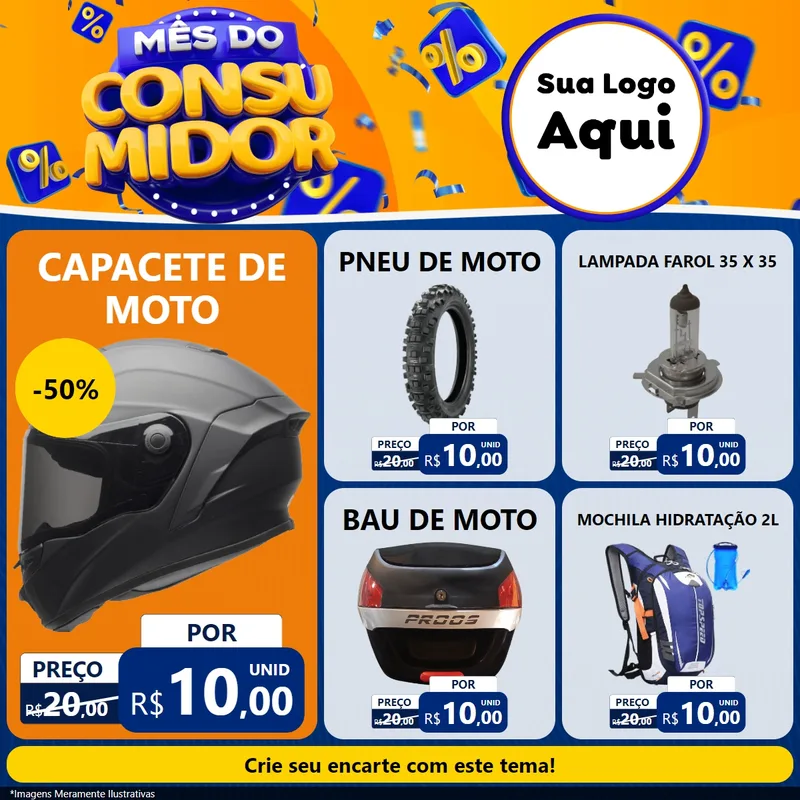 Modelo de Rede Social para Feed Facebook com o tema Mês do Consumidor para Moto peças